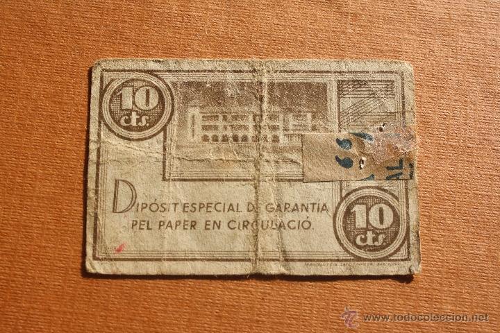 Billetes locales: FONTS DE SACALM, 10 CTS 1937. - Foto 2