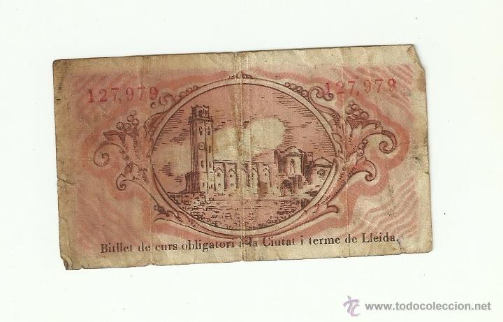 Billetes locales: 25 cts. 1937 lleida - Foto 2