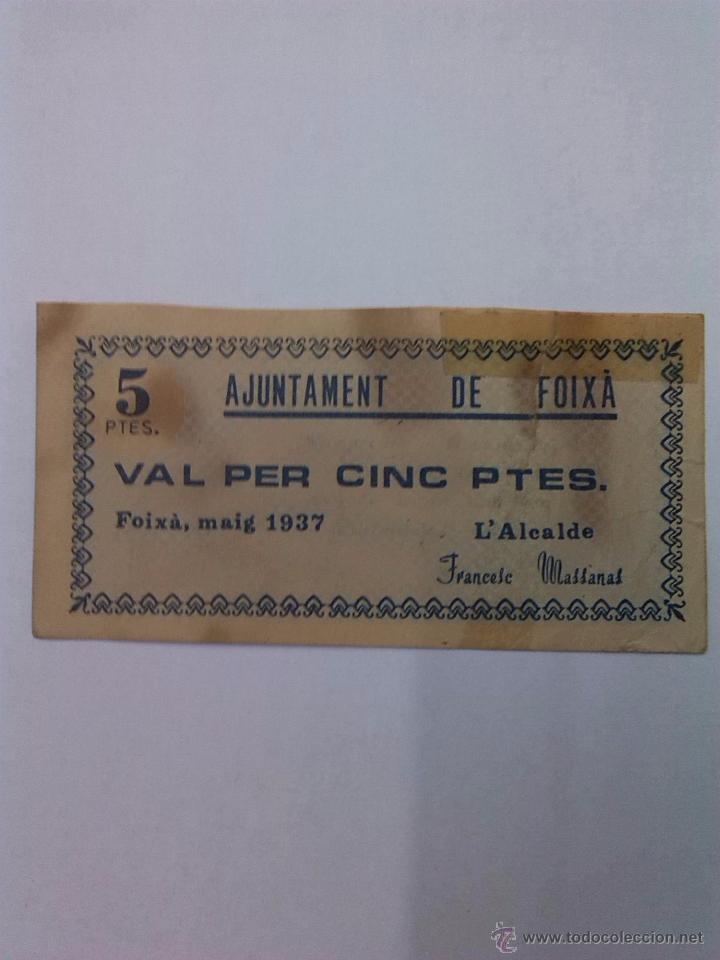 Billetes locales: Billete local  de Foixa ( Gerona ) - Foto 1