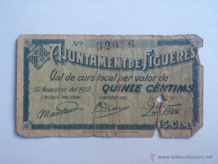 Billetes locales: Billete FIGUERES 15 c&eacute;ntimos 1937 - Foto 1