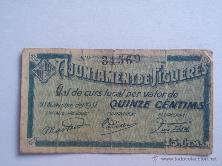Billetes locales: Billete FIGUERES 15 c&eacute;ntimos 1937 - Foto 1