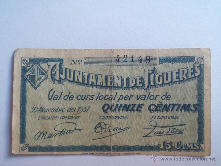 Billetes locales: Billete FIGUERES 15 c&eacute;ntimos 1937 - Foto 1