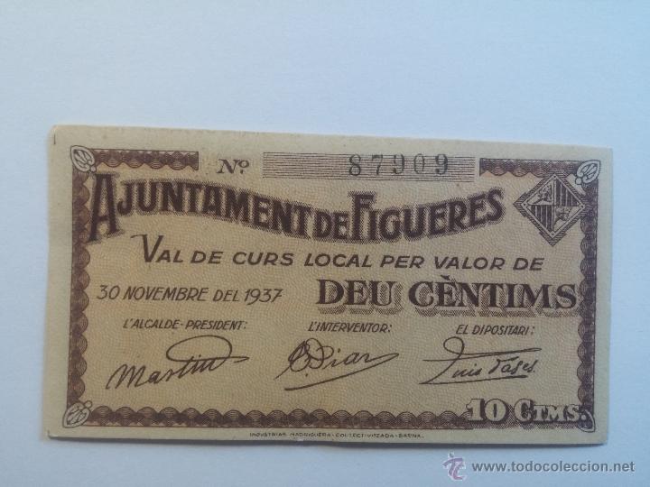 Billetes locales: Billete FIGUERES 10 c&eacute;ntimos 1937 SC - Foto 1