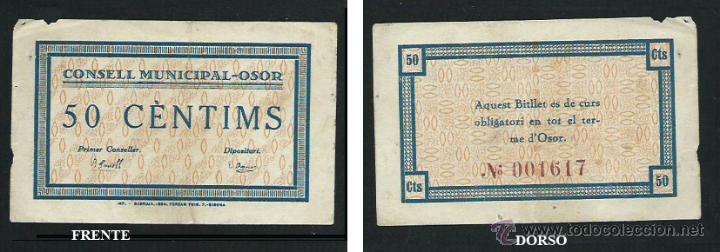 Billetes locales: Consell Municipal Osor. - Foto 1