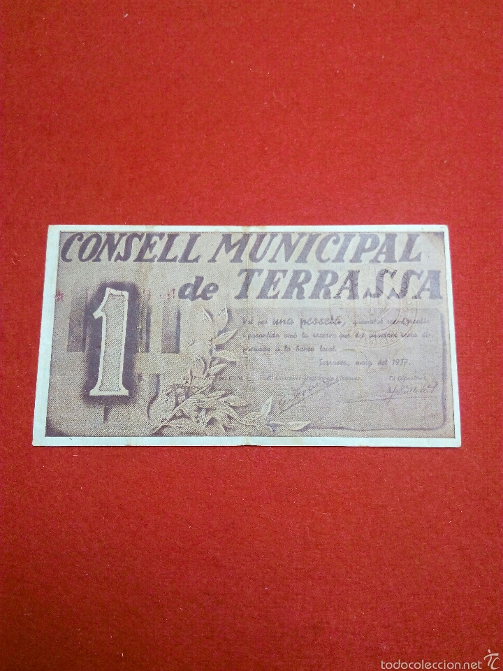 Billetes locales: TERRASSA 1 PESETA 1937 - Foto 1