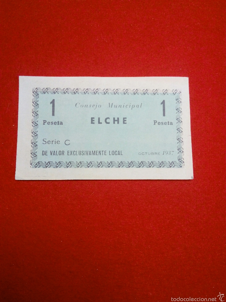 Billetes locales: ELCHE 1 PESETA 1937 - Foto 1