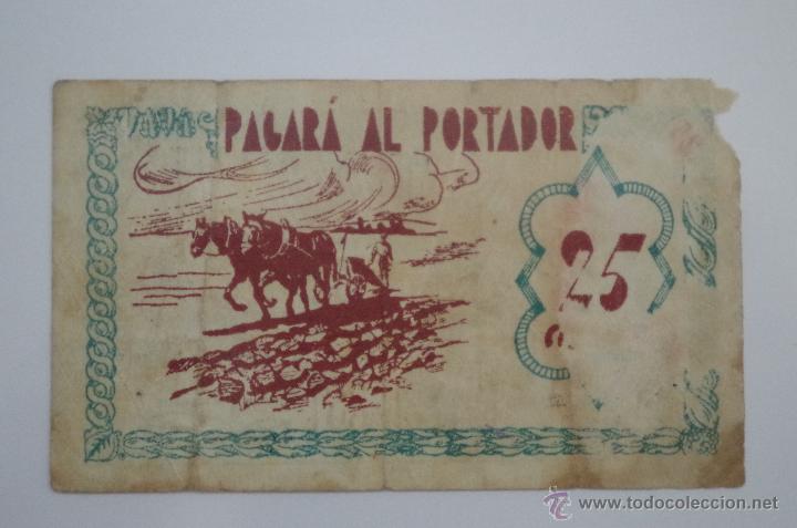 Billetes locales: BILLETE LOCAL DE 25 CTS DE ALGEMESI VALENCIA - Foto 2
