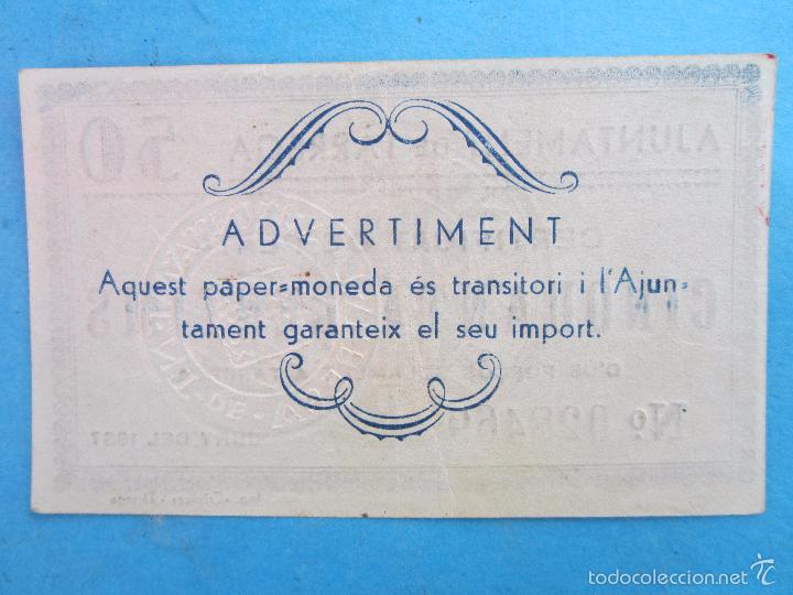 Billetes locales: ajuntament de tarrega , cinquanta centims , juny 1937 - Foto 2