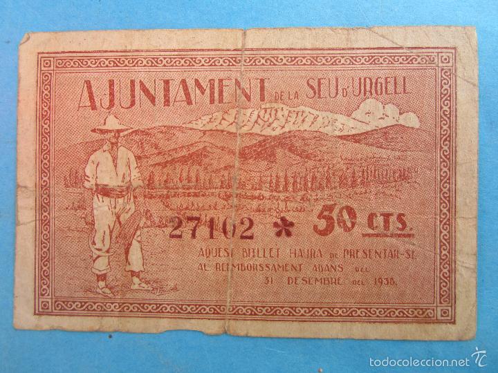 Billetes locales: ayuntament de la seu d&acute;urgell , juny 1937, - Foto 2