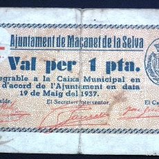 Billetes locales: BILLETE LOCAL MAÇANET DE LA SELVA 1 PTA.