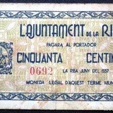 Billetes locales: BILLETE LOCAL LA RIBA 50 CTS.