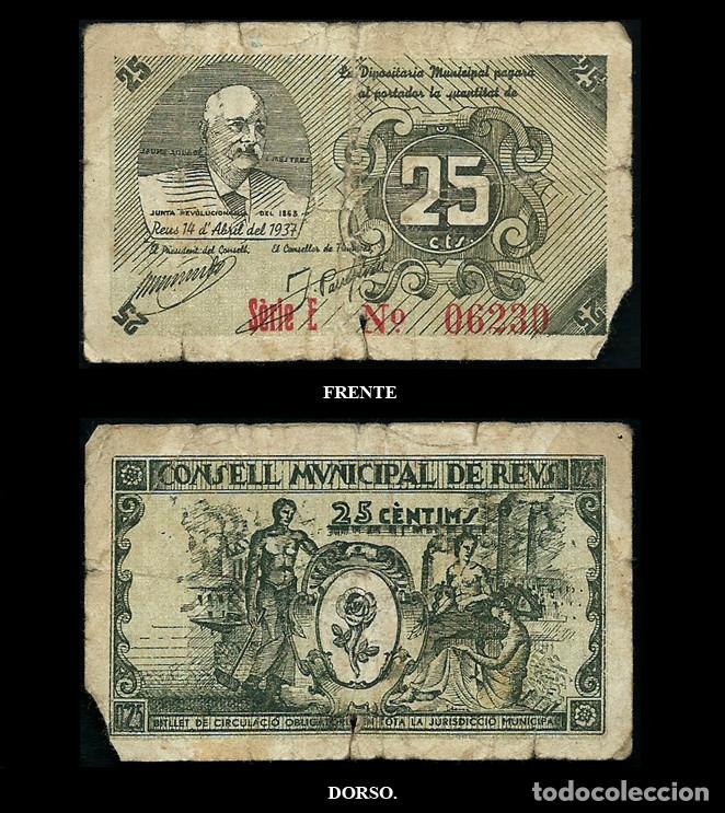 Billetes locales: Consell Municipal de Reus. 25 centims. - Foto 1