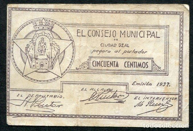Billetes locales: 50 Centimos 1937 Ciudad Real - Serie B - Foto 1