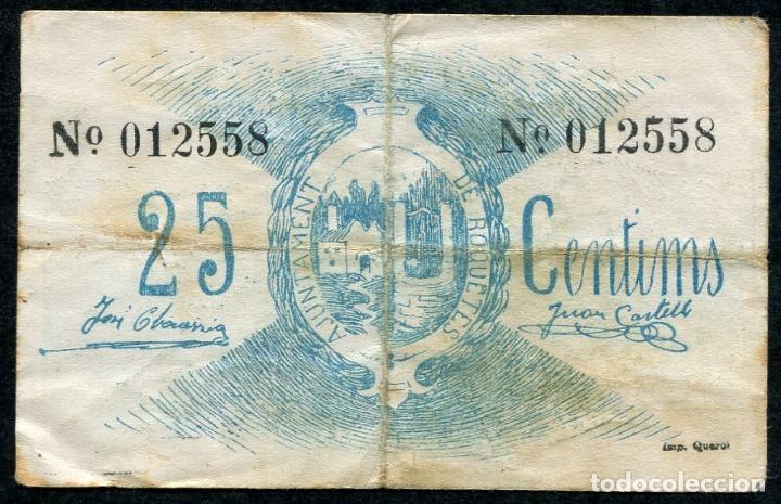 Billetes locales: ROQUETES (Tarragona) - 25 CENTIMOS 1937 - Foto 1