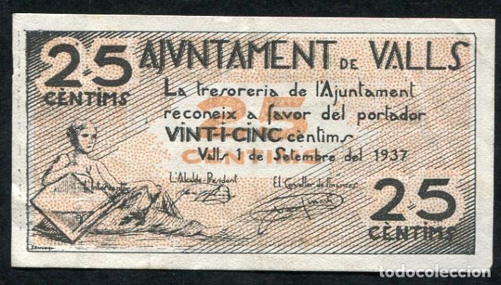 Billetes locales: VALLS (Tarragona) - 25 Centimos 1937 - Foto 1
