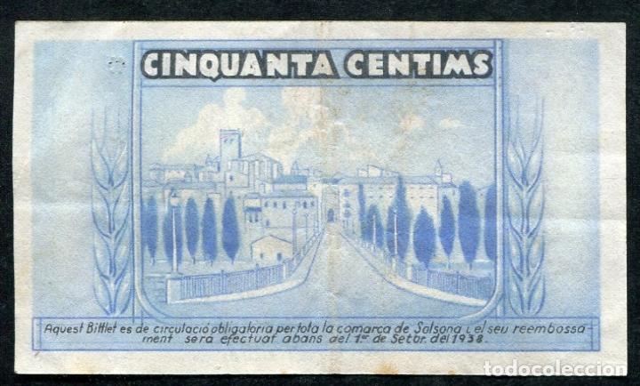 Billetes locales: SOLSONA (Lerida - Lleida) 50 Centimos 1937 - Foto 2