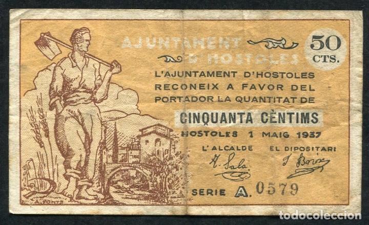 Billetes locales: HOSTOLES (Gerona - Girona) 50 Centimos 1937 - Foto 1