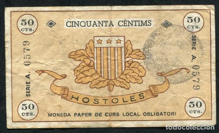 Billetes locales: HOSTOLES (Gerona - Girona) 50 Centimos 1937 - Foto 2