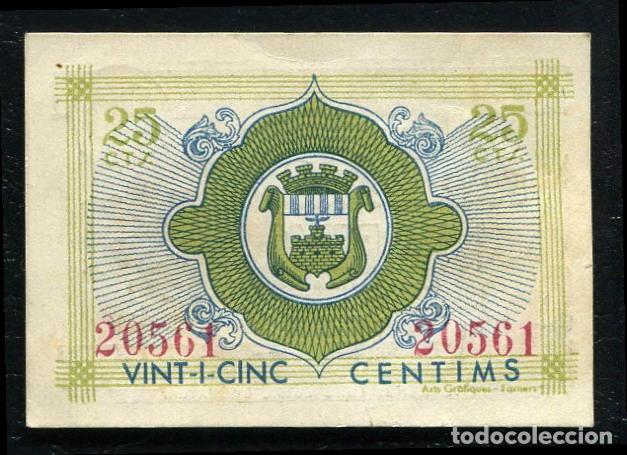 Billetes locales: FARNERS DE LA SELVA (Gerona) - 25 Centimos 1937 - Foto 2