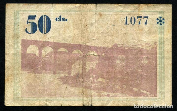 Billetes locales: CASTELLFOLLIT DE LA ROCA (Gerona) - 50 Centimos 1937 - Foto 2
