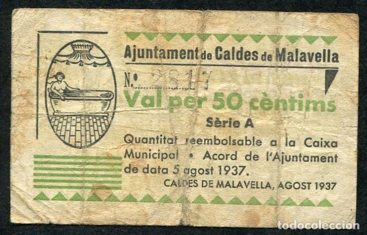 Billetes locales: CALDES DE MALAVELLA (Gerona) - 50 Centimos 1937 - Foto 1