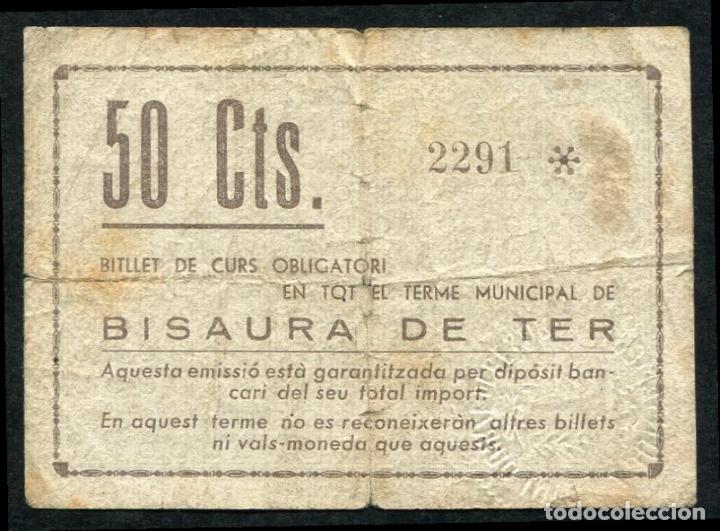 Billetes locales: BISAURA DE TER (Gerona) - 50 Centimos 1937 - Foto 2