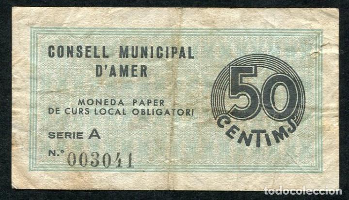 Billetes locales: AMER (Gerona) - 50 Centimos 1937 - Foto 2