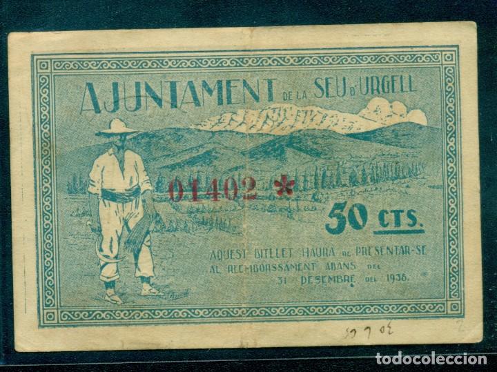 Billetes locales: 50CTMS DE LA SEU DE URGELL - Foto 2