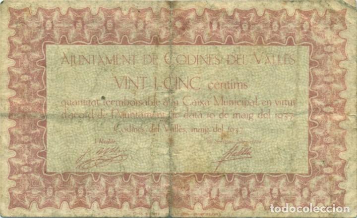 Billetes locales: 25 CTMS. DE CODINES DEL VALLES - Foto 1