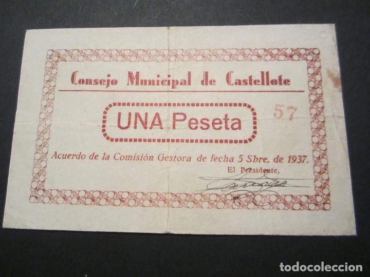Billetes locales: 1 peseta de Castellote (Teruel) - Foto 1