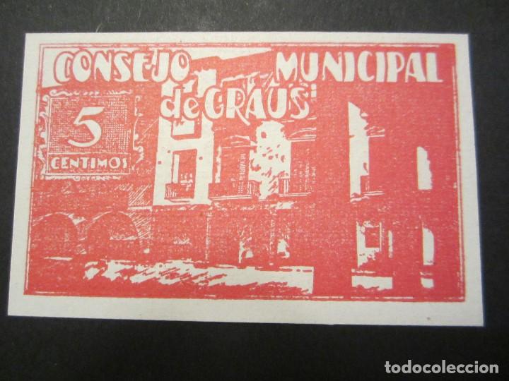 Billetes locales: 5 c&eacute;ntimos de Graus (Huesca) sin circular - Foto 2