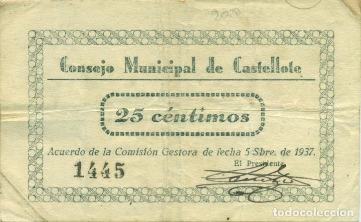 Billetes locales: 25 CTMS. DEL C.M. DE CASTELLOTE - Foto 1