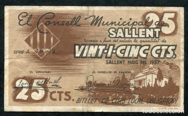 Billetes locales: SALLENT (Barcelona) - 25 Centimos 1937 - Foto 1
