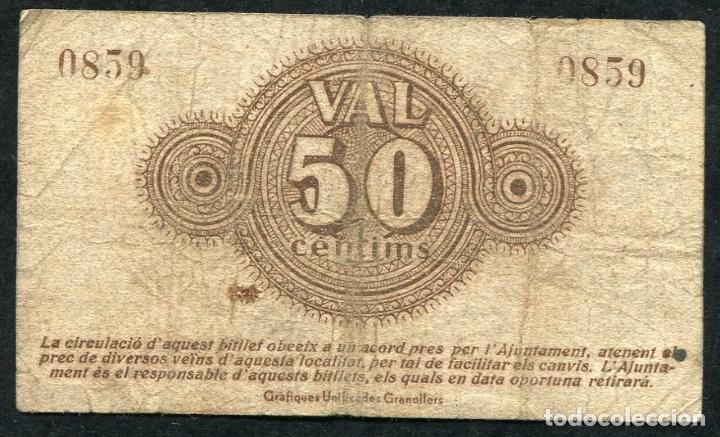 Billetes locales: PALAUTORDERA (Barcelona) - 50 Centimos 1937 - Foto 2