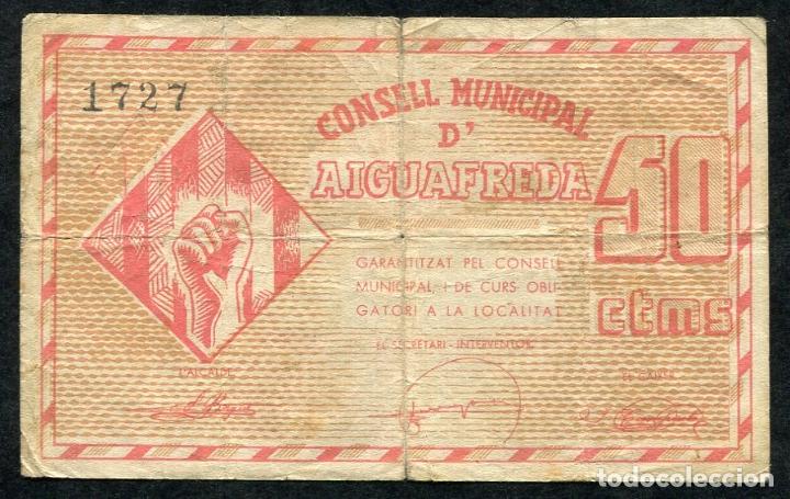 Billetes locales: AIGUAFREDA (Barcelona) - 50 Centimos 1937 - Foto 1