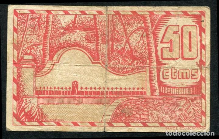Billetes locales: AIGUAFREDA (Barcelona) - 50 Centimos 1937 - Foto 2
