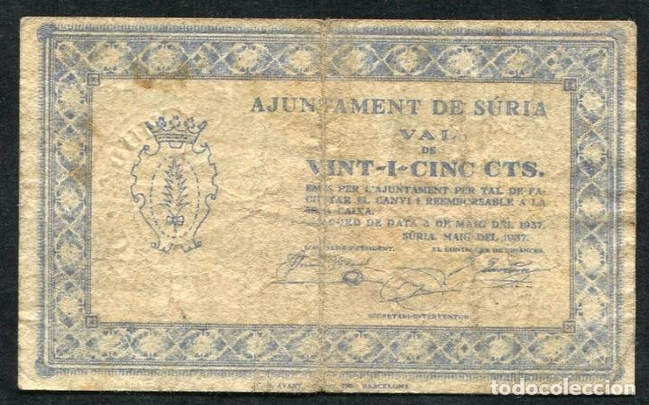 Billetes locales: SURIA (Barcelona) - 25 Centimos 1937 - Foto 1