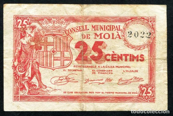 Billetes locales: MOIA (Barcelona) - 25 Centimos 1937 - Foto 1