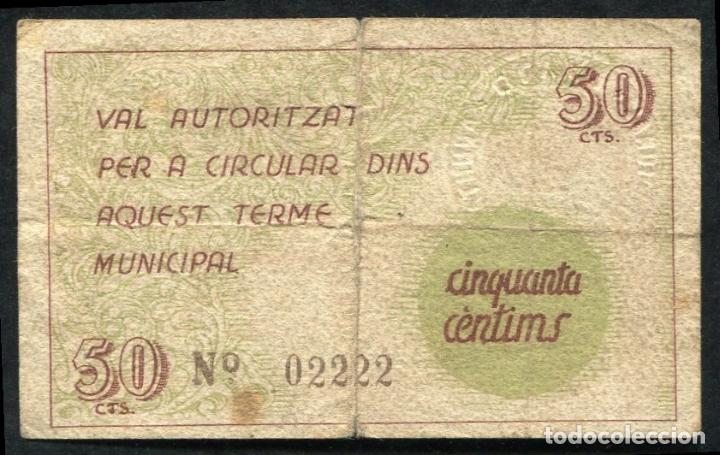 Billetes locales: OLVAN (Barcelona) - 50 Centimos 1937 - Foto 2