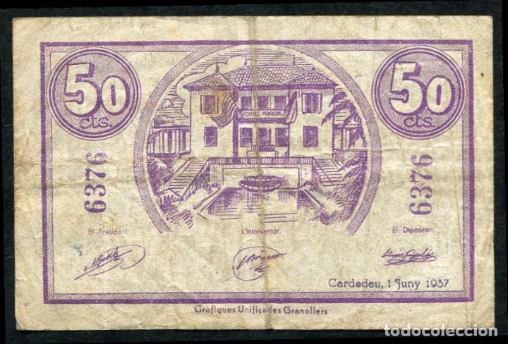 Billetes locales: CARDEDEU (Barcelona) - 50 Centimos 1937 - Foto 2