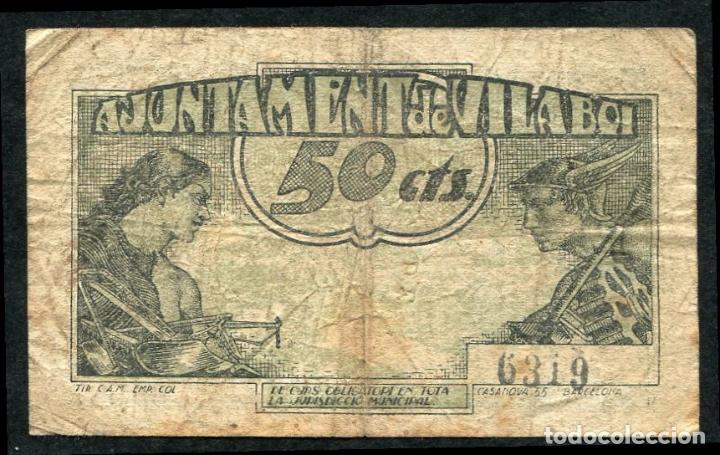 Billetes locales: VILABOI (Barcelona) - 50 Centimos 1937 - Foto 2