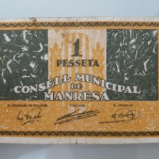Billetes locales: BILLETE LOCAL 1 PESETA 1937 MANRESA GUERRA CIVIL