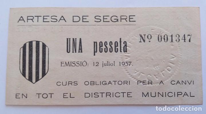 Billetes locales: C.M. Artesa de Segre 1 Peseta - Foto 2 - 114459279