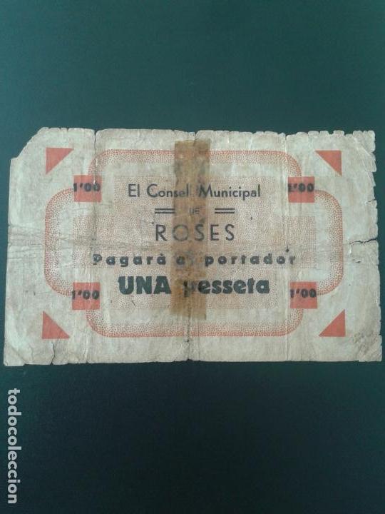 Billetes locales: ROSES 1 PESETA - Foto 2
