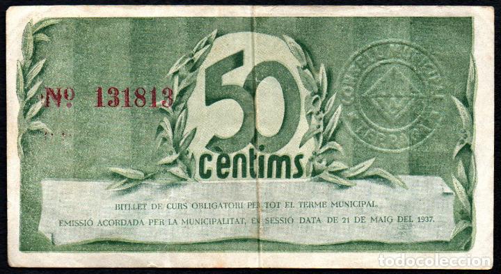 Billetes locales: TERRASSA 50 Centimos 1937 - EBC- - Foto 2