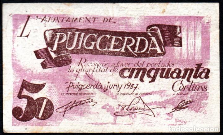 Billetes locales: PUIGCERDA 50 Centimos 1937 - EBC - Foto 1