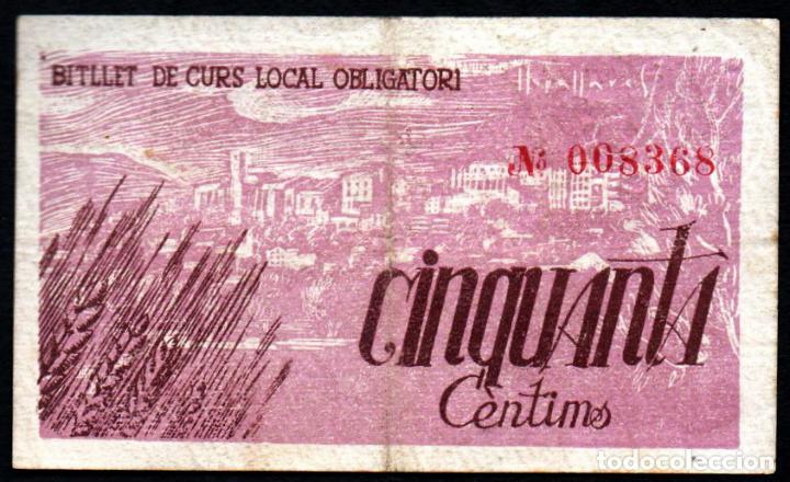 Billetes locales: PUIGCERDA 50 Centimos 1937 - EBC - Foto 2