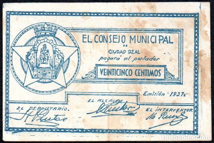 Billetes locales: CIUDAD REAL - 25 Cent. 1937 - MBC - Foto 1