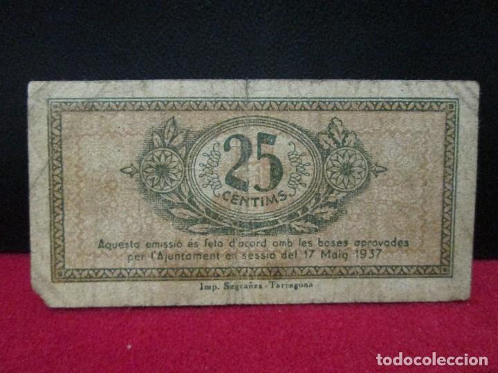 Billetes locales: 25 CENTIMS AJUNTAMENT DE TARRAGONA 1937 - Foto 2