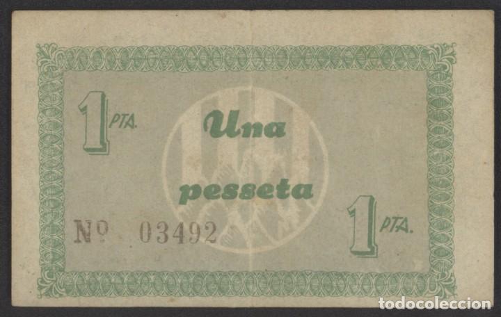 Billetes locales: J.B. BILLETE DE CODINES DEL VALL&Egrave;S , 1 PESETA - Foto 2